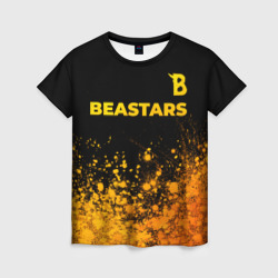 Женская футболка 3D Beastars - gold gradient: символ сверху