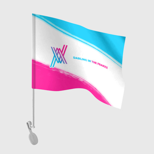 Флаг для автомобиля Darling in the Franxx neon gradient style: надпись и символ