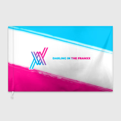 Флаг 3D Darling in the Franxx neon gradient style: надпись и символ