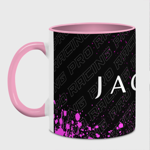 Кружка с полной запечаткой Jaguar pro racing: надпись и символ, цвет белый + розовый - фото 2
