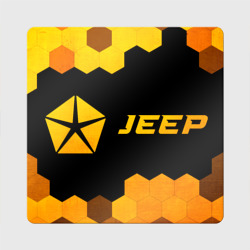 Магнит виниловый Квадрат Jeep - gold gradient: надпись и символ