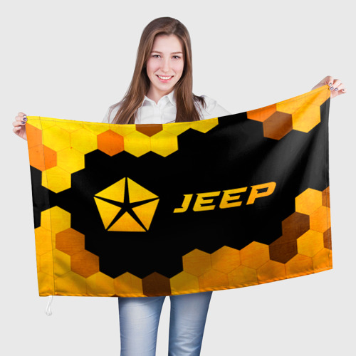 Флаг 3D Jeep - gold gradient: надпись и символ