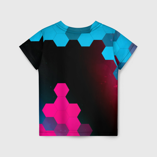 Детская футболка 3D Fiat - neon gradient: надпись, символ, цвет 3D печать - фото 2