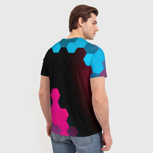 Мужская футболка 3D Fiat - neon gradient: надпись, символ, цвет 3D печать - фото 4