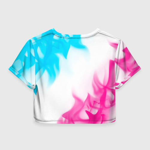 Женская футболка Crop-top 3D Tesla neon gradient style, цвет 3D печать - фото 2