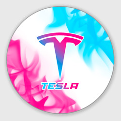 Круглый коврик для мышки Tesla neon gradient style