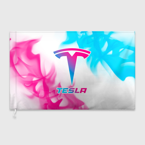 Флаг 3D Tesla neon gradient style - фото 3