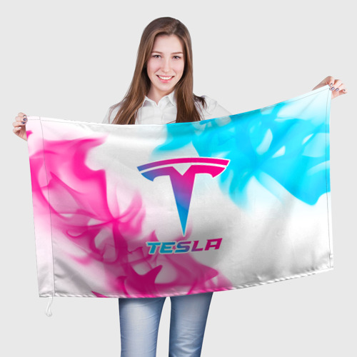 Флаг 3D Tesla neon gradient style