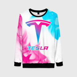 Женский свитшот 3D Tesla neon gradient style