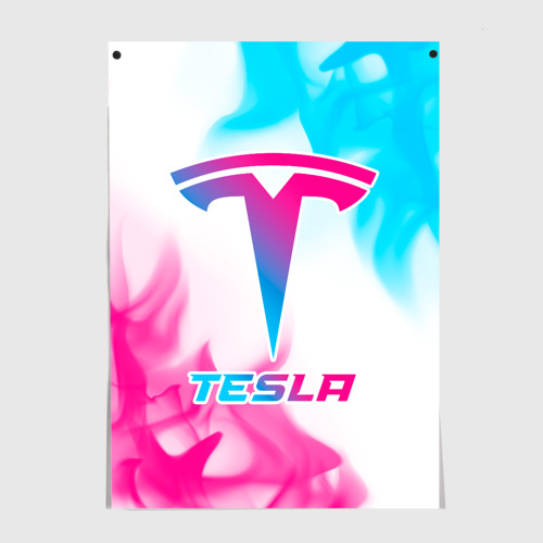 Постер Tesla neon gradient style