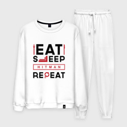 Мужской костюм хлопок Надпись: eat sleep Hitman repeat