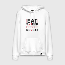 Женская толстовка хлопок Надпись: eat sleep Hitman repeat