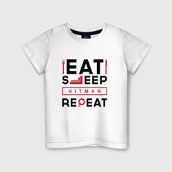 Детская футболка хлопок Надпись: eat sleep Hitman repeat