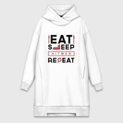 Платье-худи хлопок Надпись: eat sleep Hitman repeat