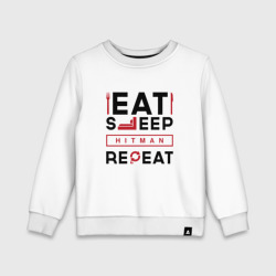 Детский свитшот хлопок Надпись: eat sleep Hitman repeat