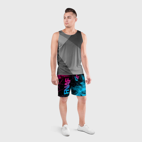 Мужские шорты спортивные FNAF - neon gradient: надпись, символ, цвет 3D печать - фото 4