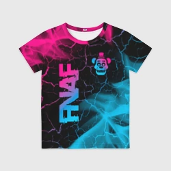 Детская футболка 3D FNAF - neon gradient: надпись, символ