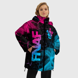 Женская зимняя куртка Oversize FNAF - neon gradient: надпись, символ - фото 2