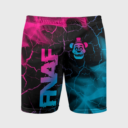 Мужские шорты спортивные FNAF - neon gradient: надпись, символ, цвет 3D печать