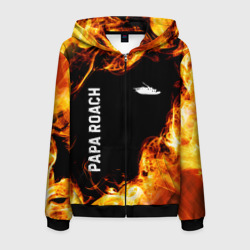 Мужская толстовка 3D на молнии Papa Roach и пылающий огонь