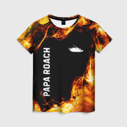 Женская футболка 3D Papa Roach и пылающий огонь