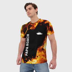 Мужская футболка 3D Papa Roach и пылающий огонь - фото 2