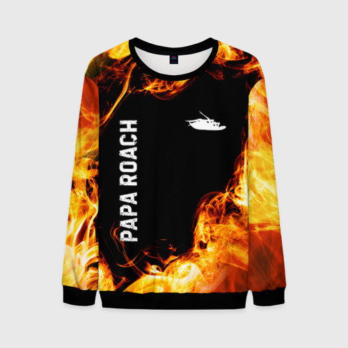 Мужской свитшот 3D Papa Roach и пылающий огонь, цвет черный