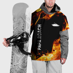 Накидка на куртку 3D Papa Roach и пылающий огонь