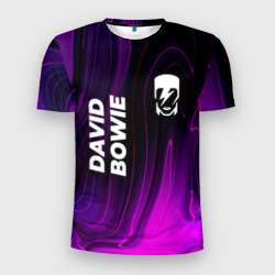 Мужская футболка 3D Slim David Bowie violet plasma