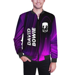 Мужской бомбер 3D David Bowie violet plasma - фото 2