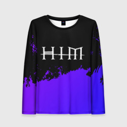 Женский лонгслив 3D HIM purple grunge