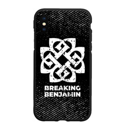 Чехол для iPhone XS Max матовый Breaking Benjamin с потертостями на темном фоне