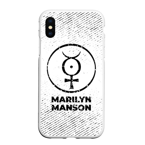 Чехол для iPhone XS Max матовый Marilyn Manson с потертостями на светлом фоне
