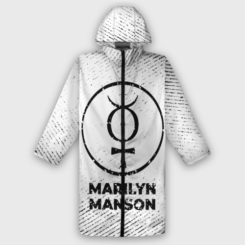 Мужской дождевик 3D Marilyn Manson с потертостями на светлом фоне, цвет белый