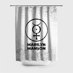 Штора 3D для ванной Marilyn Manson с потертостями на светлом фоне