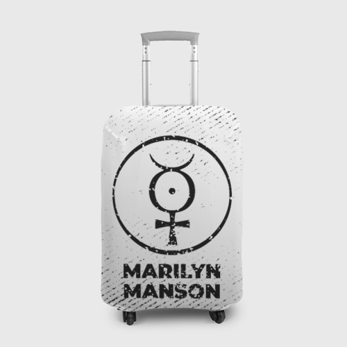 Чехол для чемодана 3D Marilyn Manson с потертостями на светлом фоне, цвет 3D печать