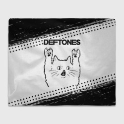 Плед 3D Deftones рок кот на светлом фоне