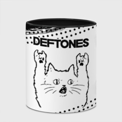 Кружка с полной запечаткой Deftones рок кот на светлом фоне - фото 2