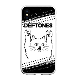 Чехол для iPhone XS Max матовый Deftones рок кот на светлом фоне