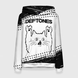 Женская толстовка 3D Deftones рок кот на светлом фоне