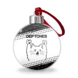 Ёлочный шар Deftones рок кот на светлом фоне