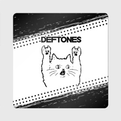Магнит виниловый Квадрат Deftones рок кот на светлом фоне