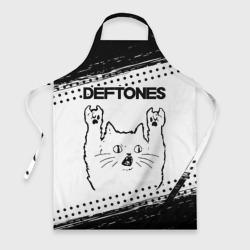 Фартук 3D Deftones рок кот на светлом фоне