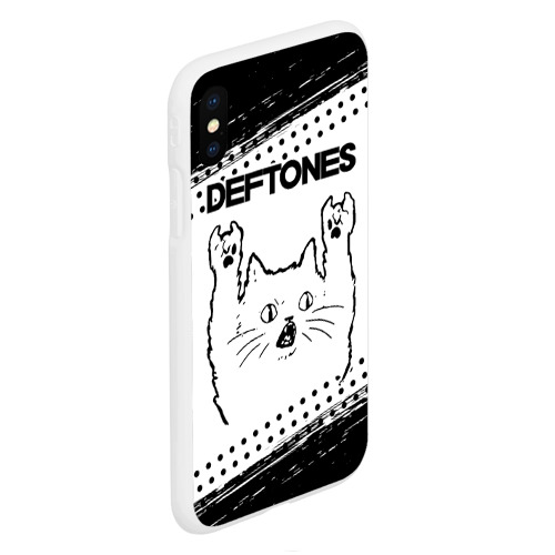 Чехол для iPhone XS Max матовый Deftones рок кот на светлом фоне - фото 3