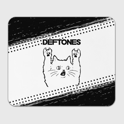 Прямоугольный коврик для мышки Deftones рок кот на светлом фоне