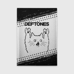 Обложка для автодокументов Deftones рок кот на светлом фоне