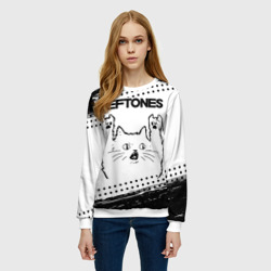 Женский свитшот 3D Deftones рок кот на светлом фоне - фото 2