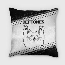 Подушка 3D Deftones рок кот на светлом фоне
