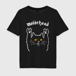 Мужская футболка хлопок Oversize Motorhead rock cat