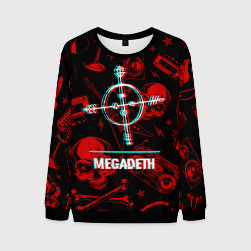Мужской свитшот 3D Megadeth rock glitch, цвет черный